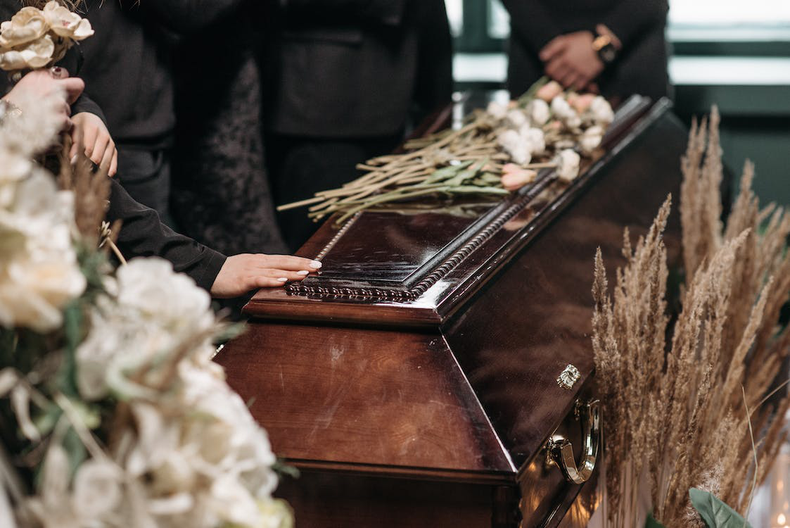 A wooden coffin