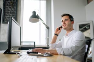 A man wearing a headset